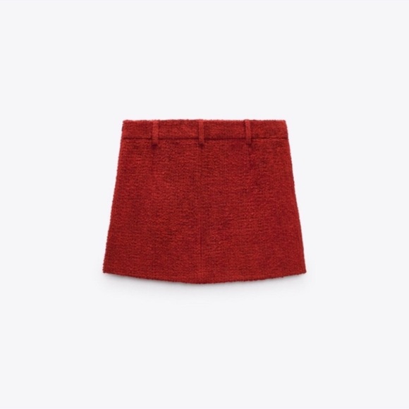 Zara Tweed Mini Skirt Red - Picture 9 of 10